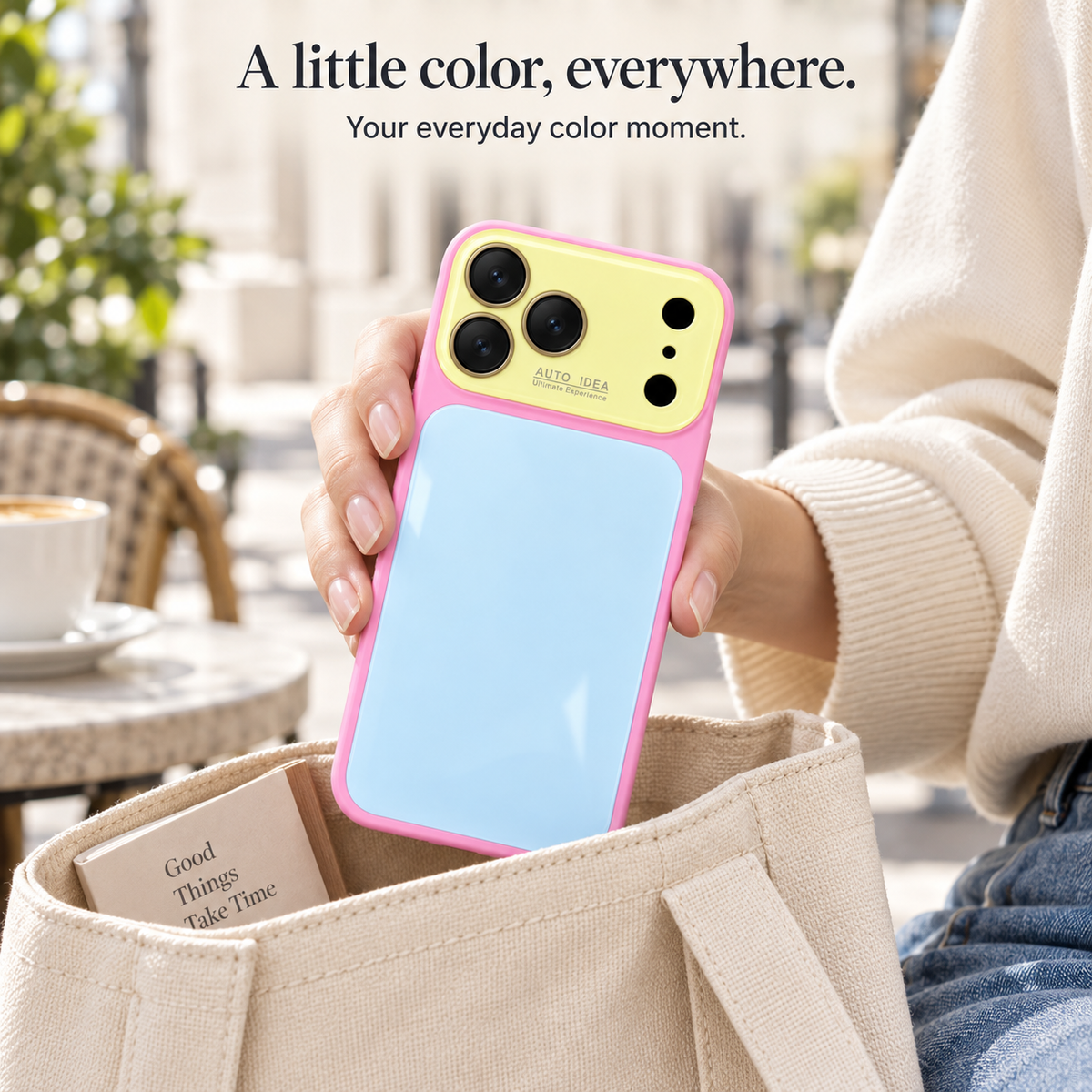 Glossy colorblock phone case in playful colors, view 9