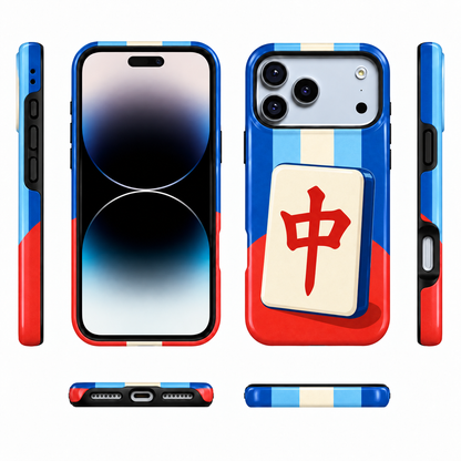 Blue and red dragon mahjong phone case, view 11