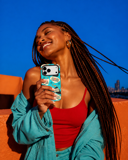 Turquoise scattered mahjong tile phone case, view 10