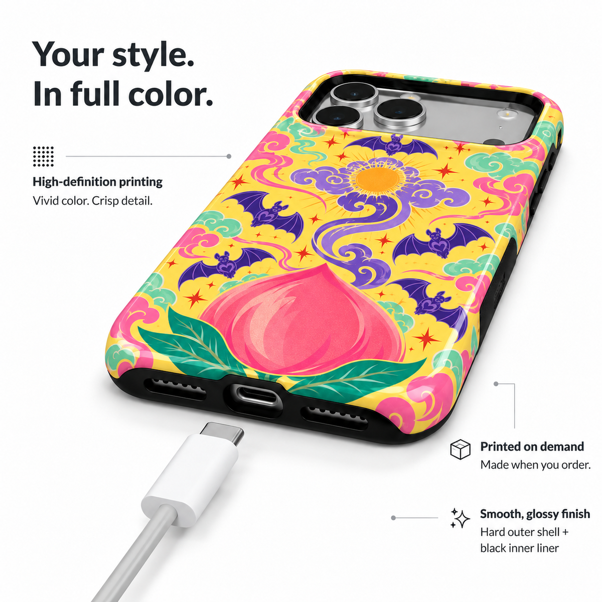 Yellow and purple lotus floral phone case, view 8