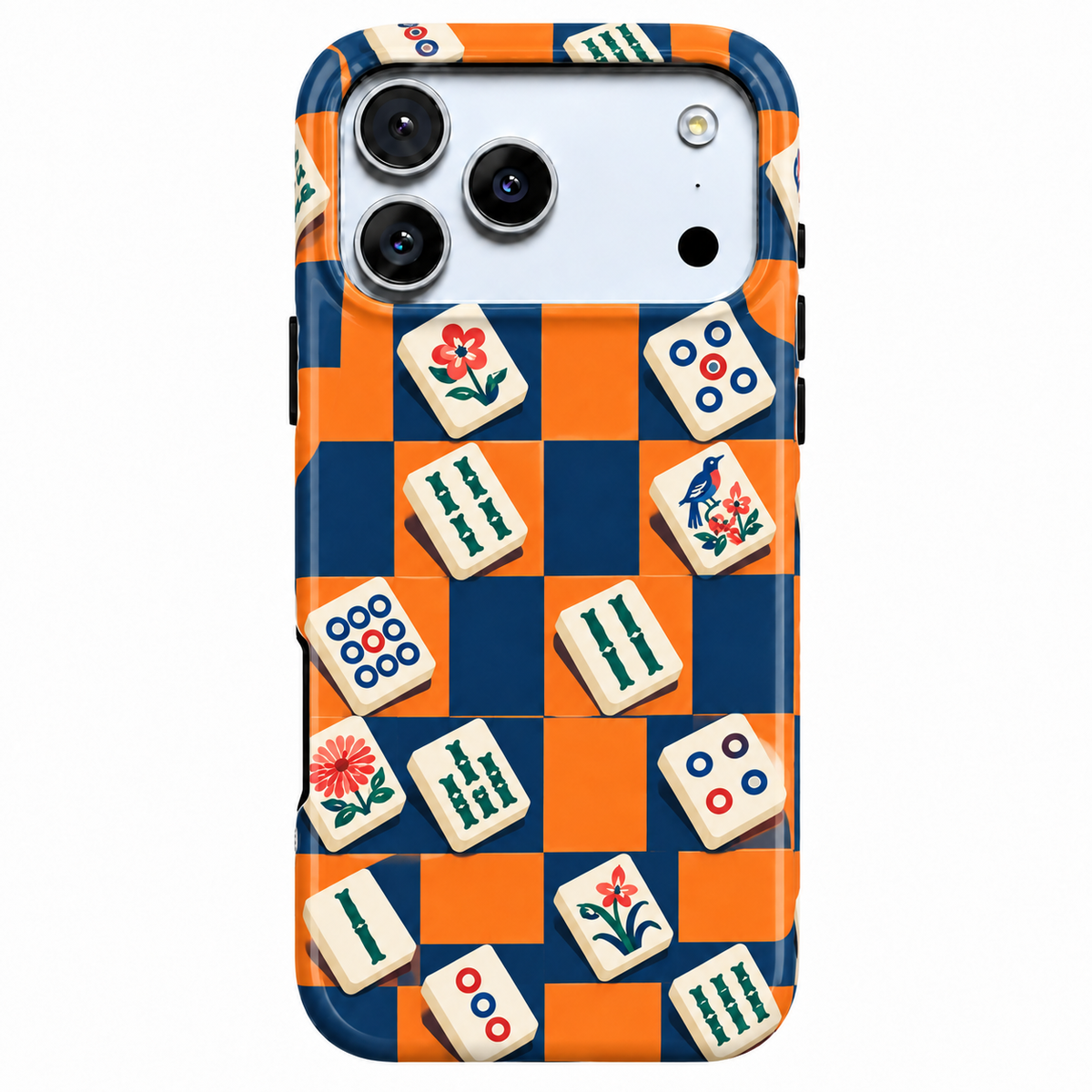 Game Grid | Navy & Orange Mahjong Phone Case — view 1