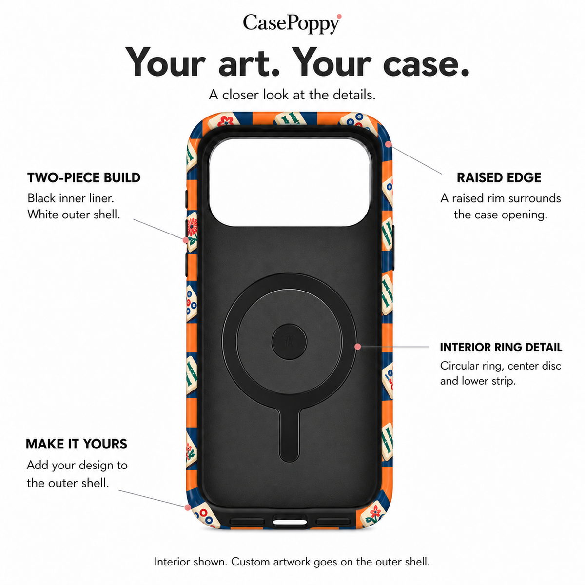 Game Grid | Navy & Orange Mahjong Phone Case — view 4