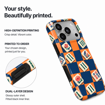 Game Grid | Navy & Orange Mahjong Phone Case — view 5