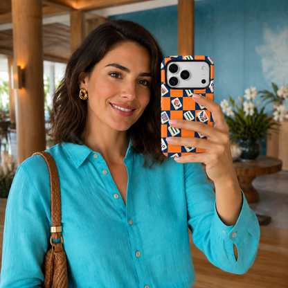 Game Grid | Navy & Orange Mahjong Phone Case — view 7