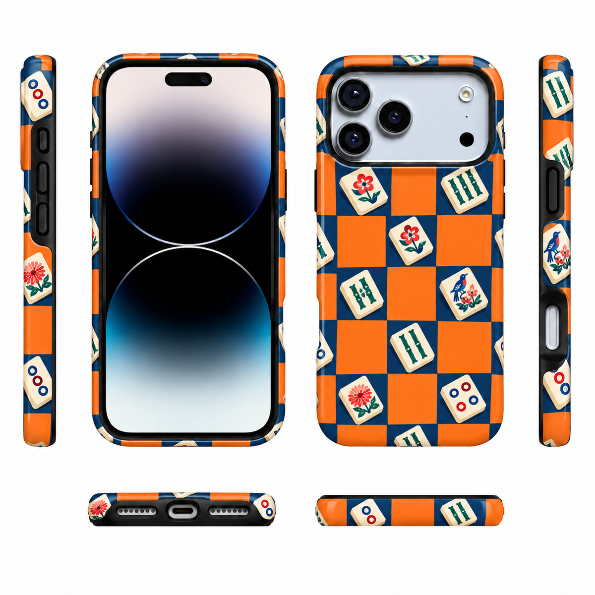 Game Grid | Navy & Orange Mahjong Phone Case — view 10