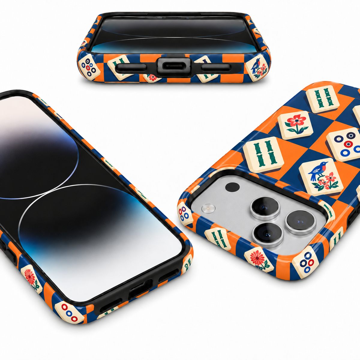 Game Grid | Navy & Orange Mahjong Phone Case — view 11