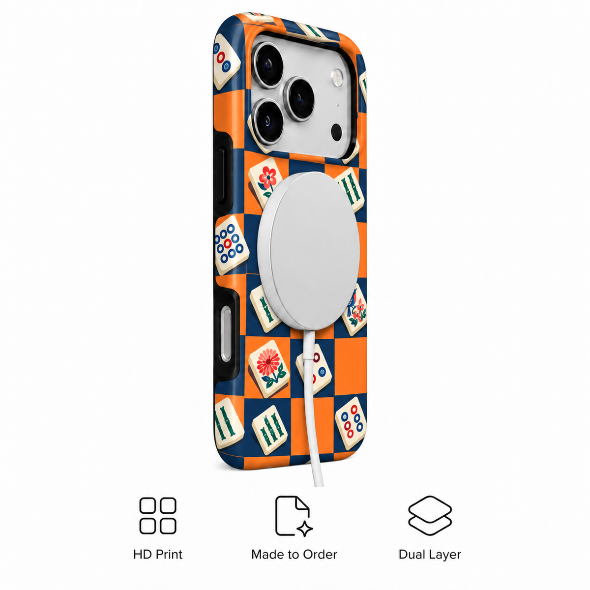 Game Grid | Navy & Orange Mahjong Phone Case — view 12