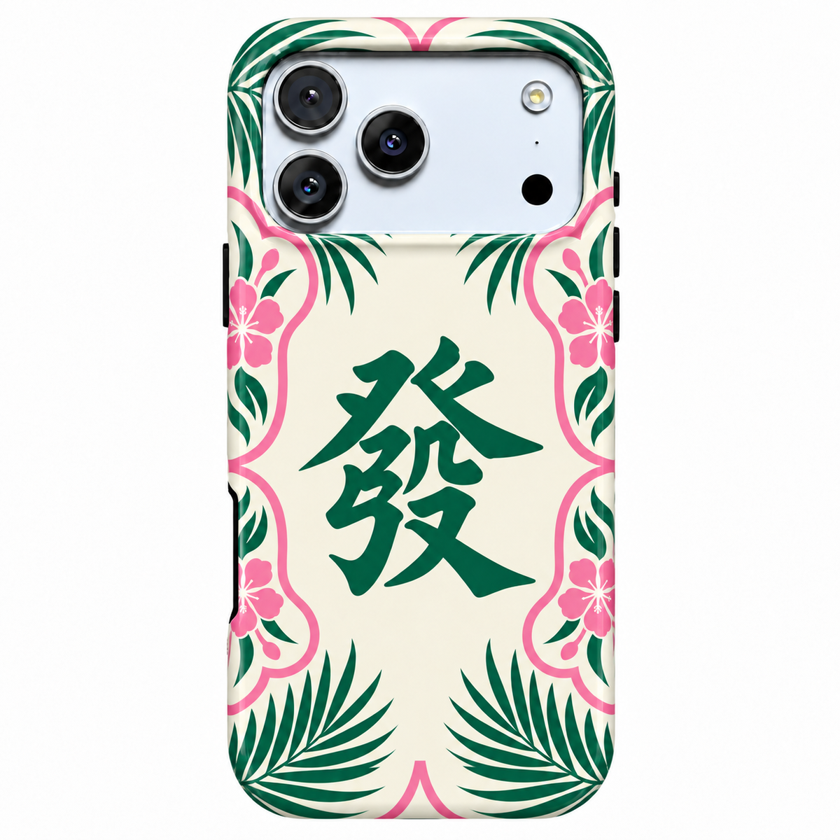 Garden Fortune | Green & Pink Mahjong Phone Case — view 1