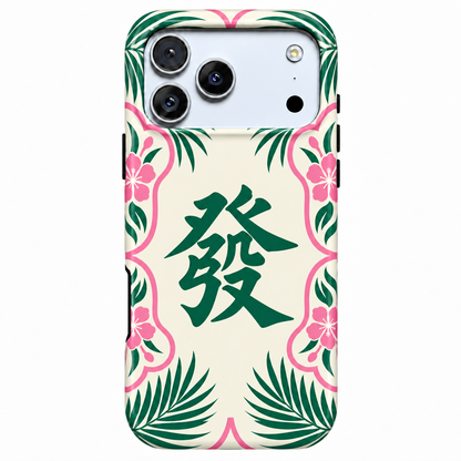 Garden Fortune | Green & Pink Mahjong Phone Case — view 1