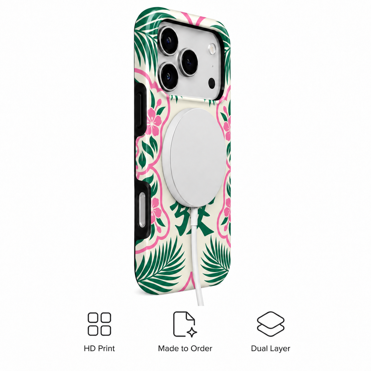 Garden Fortune | Green & Pink Mahjong Phone Case — view 3