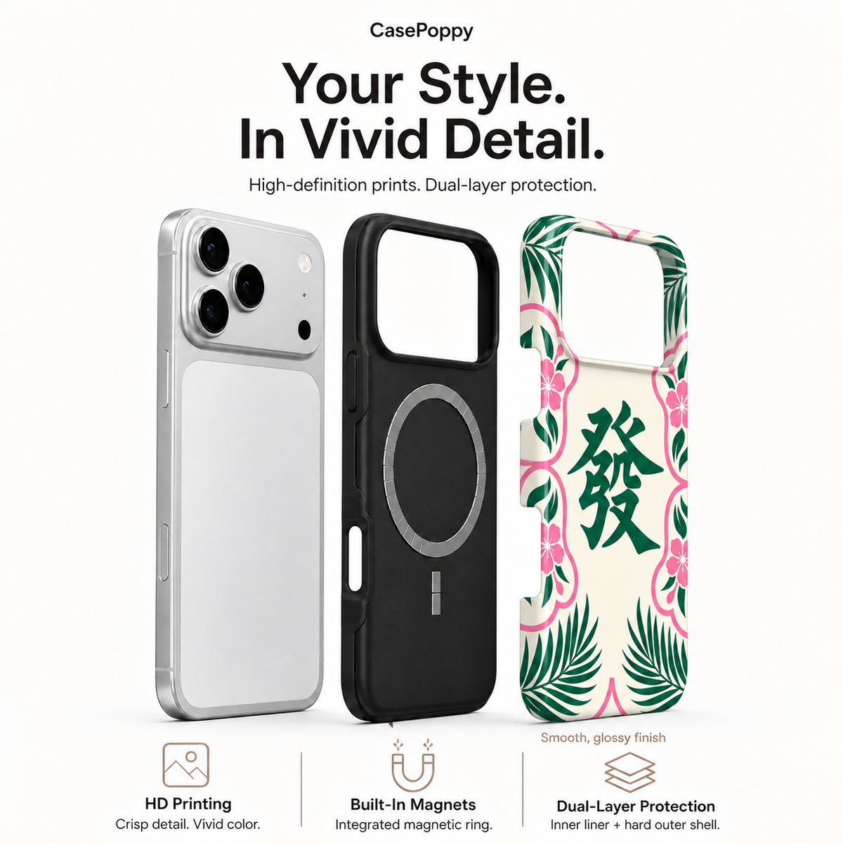 Garden Fortune | Green & Pink Mahjong Phone Case — view 4