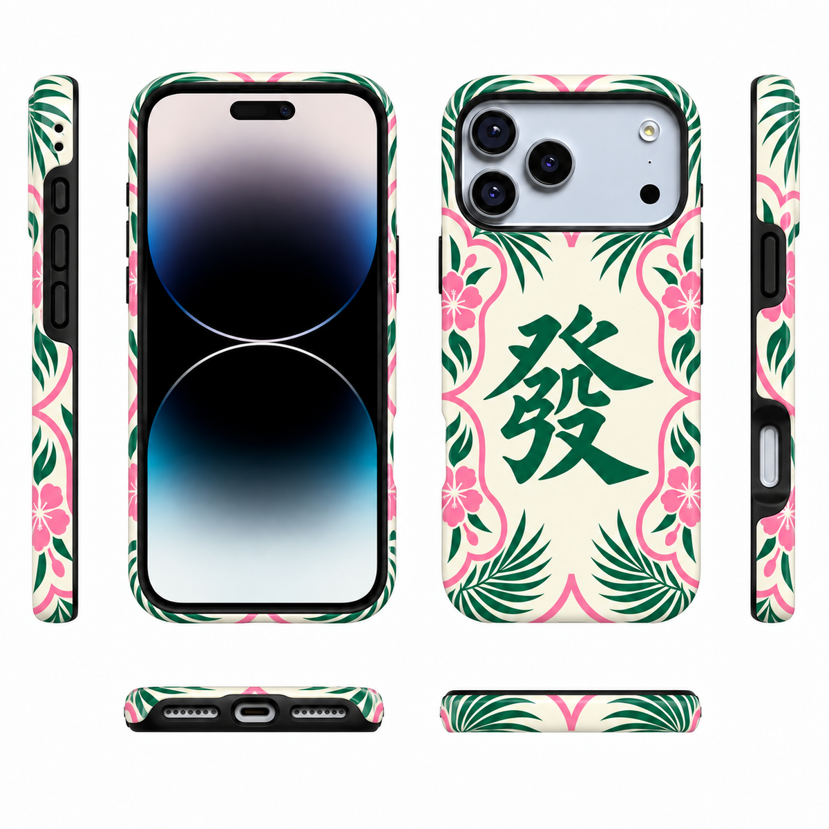 Garden Fortune | Green & Pink Mahjong Phone Case — view 5