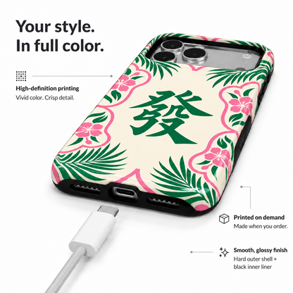 Garden Fortune | Green & Pink Mahjong Phone Case — view 6