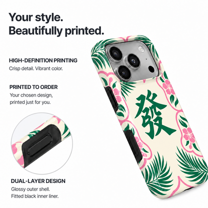 Garden Fortune | Green & Pink Mahjong Phone Case — view 8