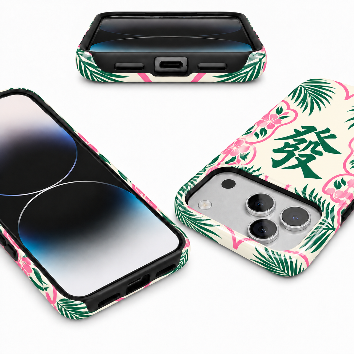 Garden Fortune | Green & Pink Mahjong Phone Case — view 9