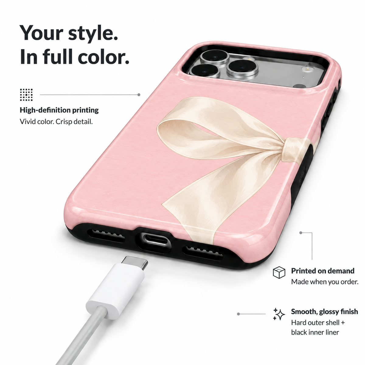 Ivory Bow A Phone Case — view 6