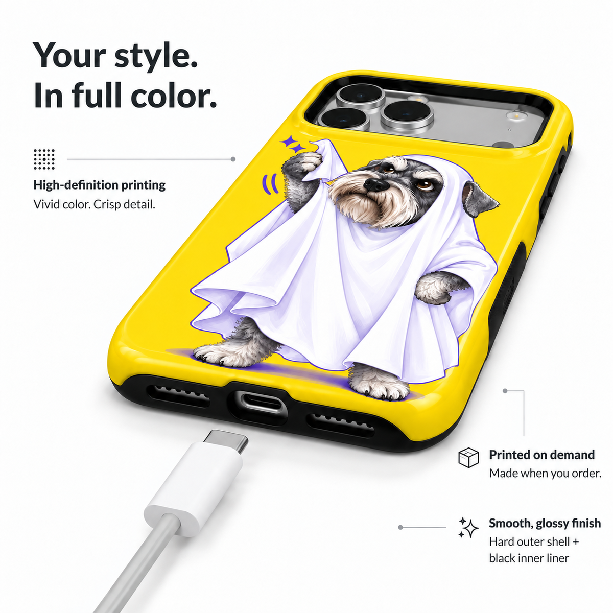 Lemon Boo | Yellow Ghost Schnauzer Phone Case — view 6