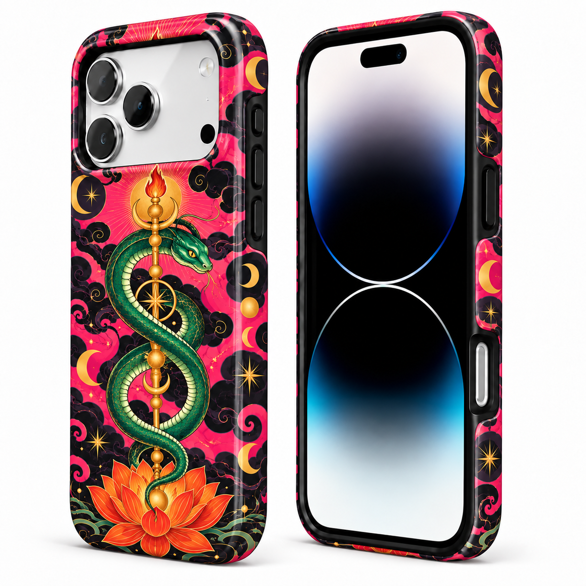 Moon Serpent | Pink Celestial Snake Phone Case — view 2