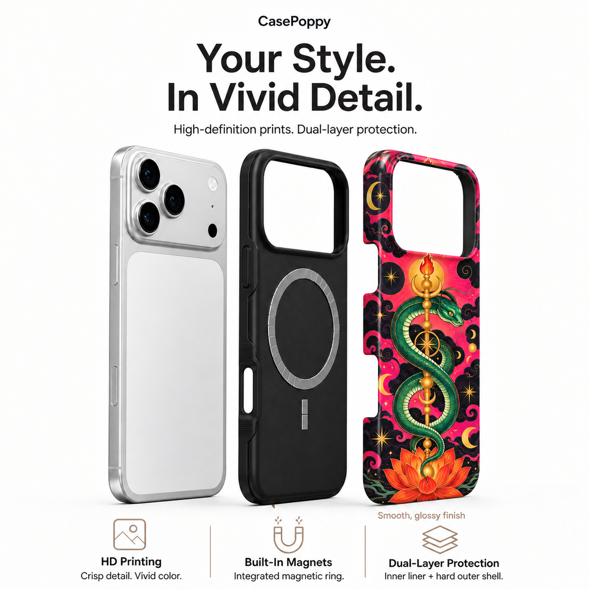Moon Serpent | Pink Celestial Snake Phone Case — view 4
