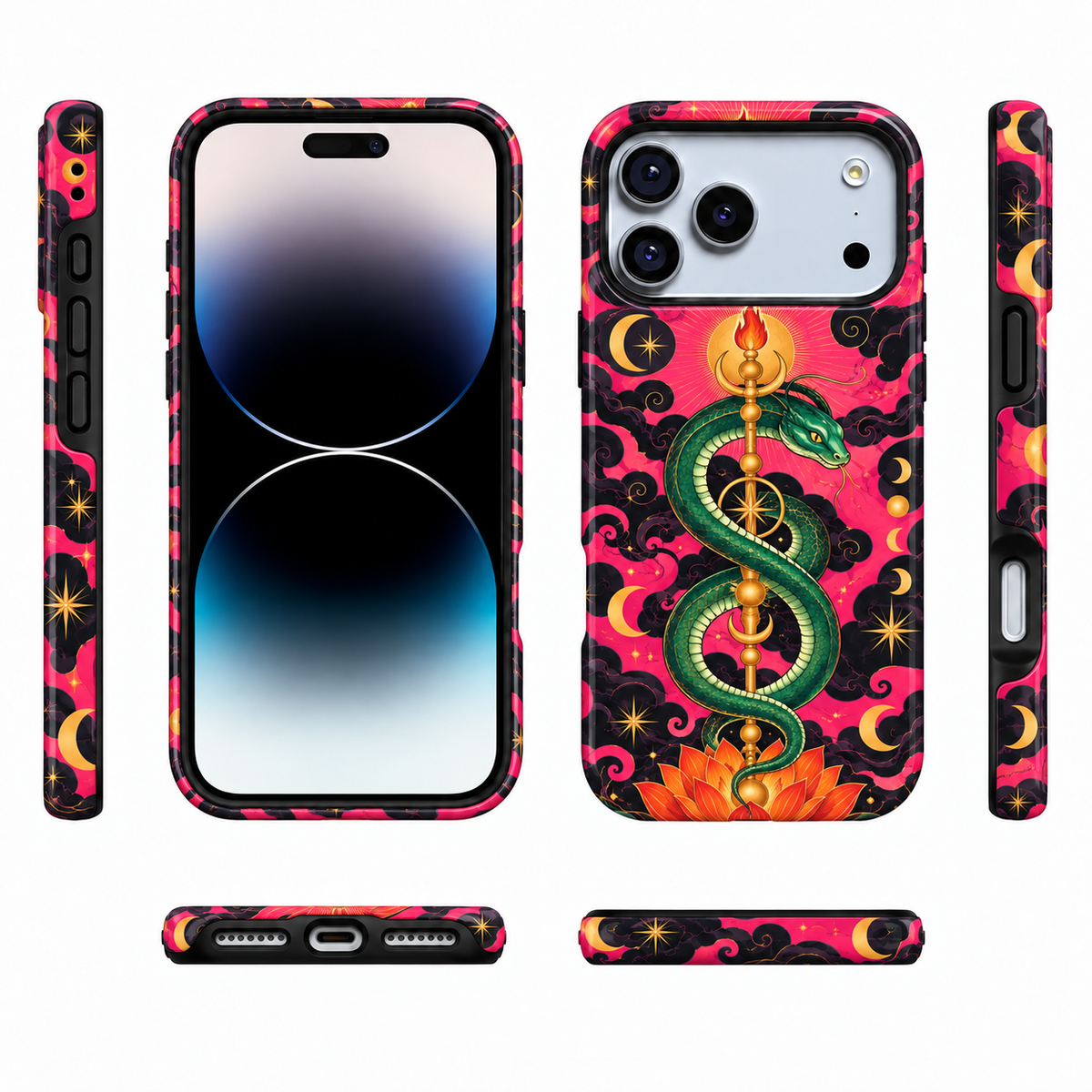 Moon Serpent | Pink Celestial Snake Phone Case — view 5