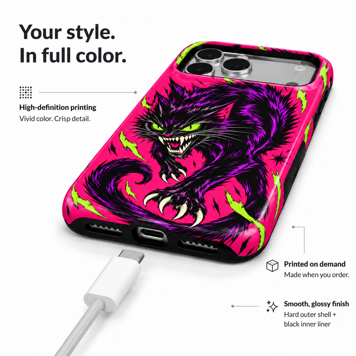 Neon Demon Cat Phone Case — view 6