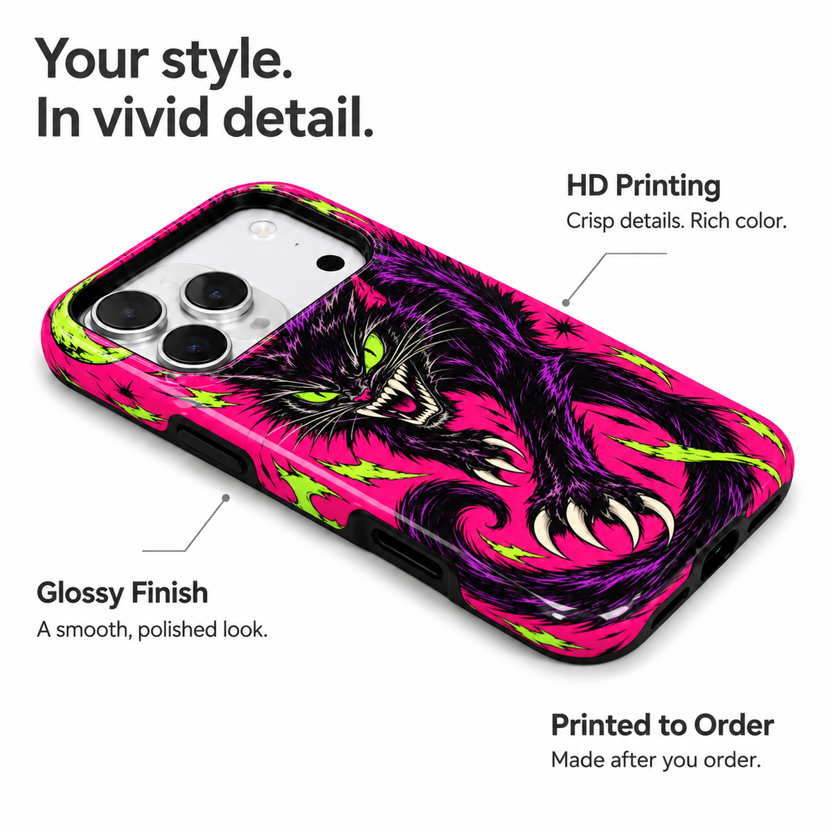 Neon Demon Cat Phone Case — view 7