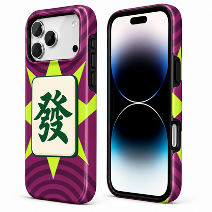 Neon Fortune | Purple & Green Mahjong Phone Case — view 2