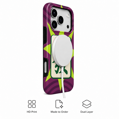 Neon Fortune | Purple & Green Mahjong Phone Case — view 3