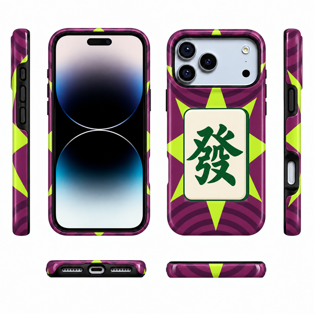 Neon Fortune | Purple & Green Mahjong Phone Case — view 5