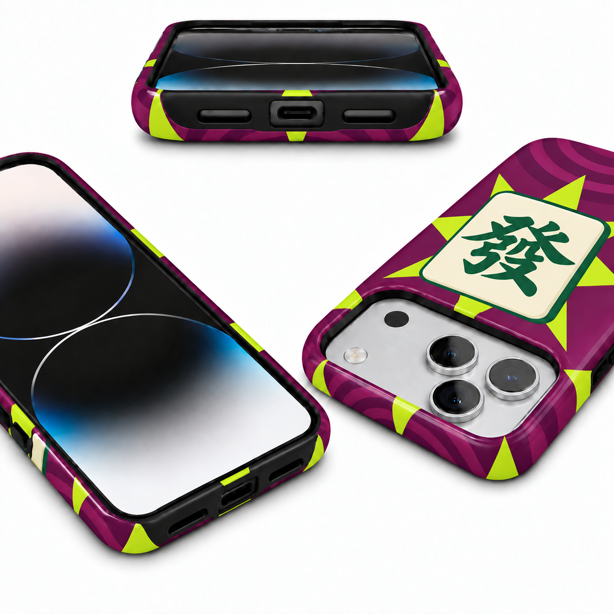 Neon Fortune | Purple & Green Mahjong Phone Case — view 9