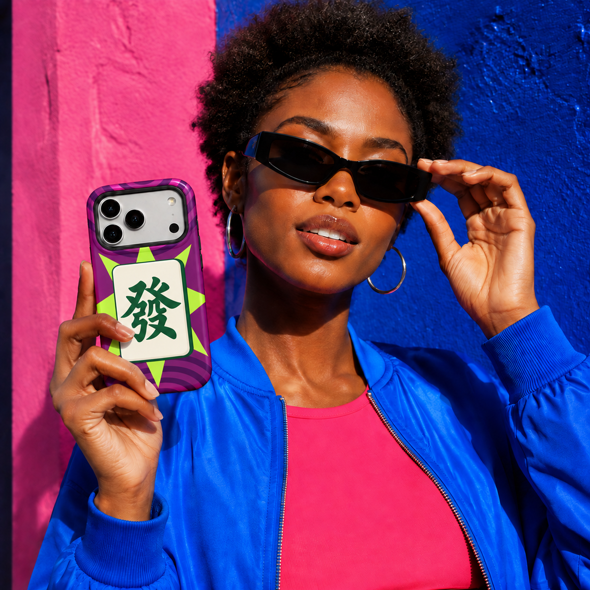 Neon Fortune | Purple & Green Mahjong Phone Case — view 15