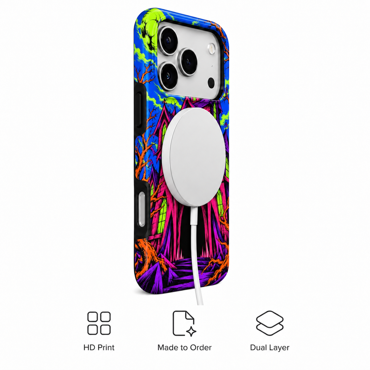 Neon Haunted House Phone Case — view 3