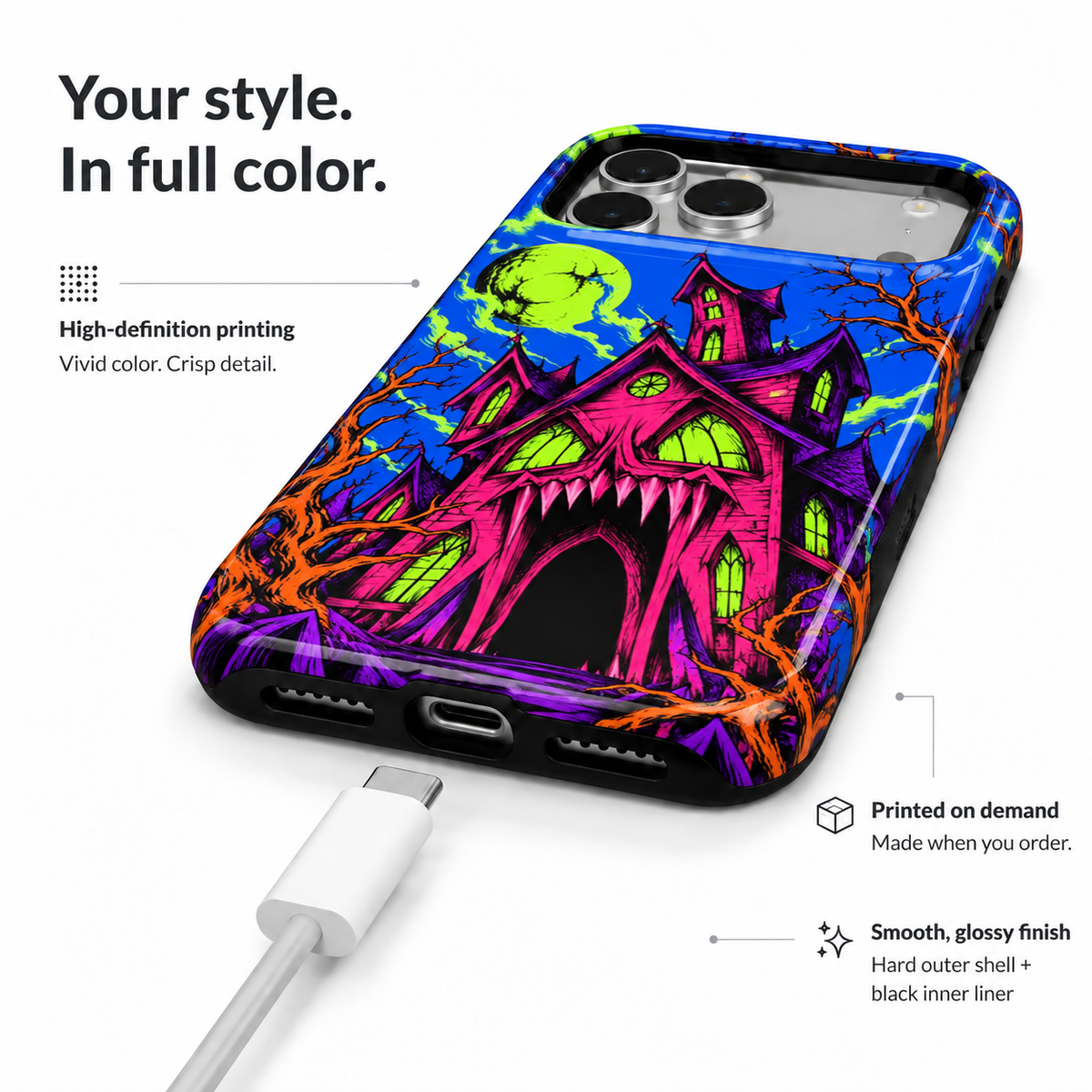 Neon Haunted House Phone Case — view 6