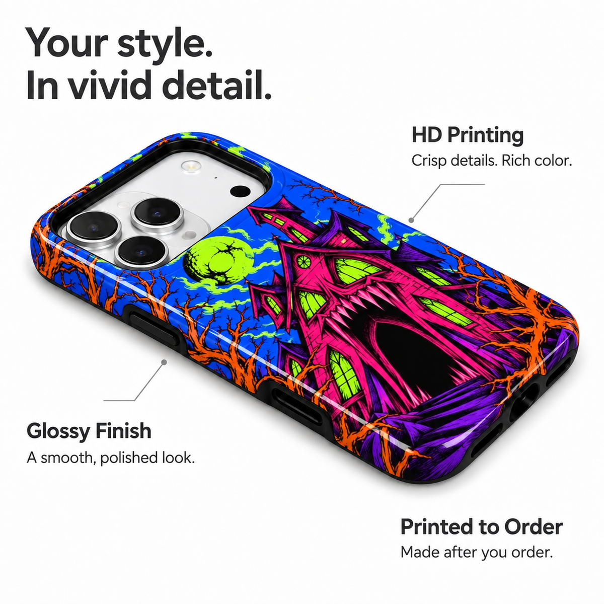 Neon Haunted House Phone Case — view 7