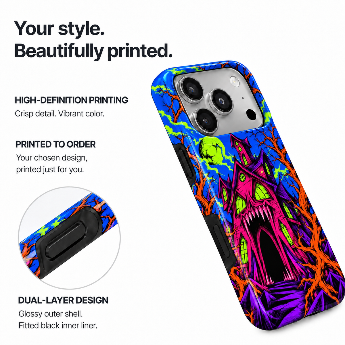 Neon Haunted House Phone Case — view 8