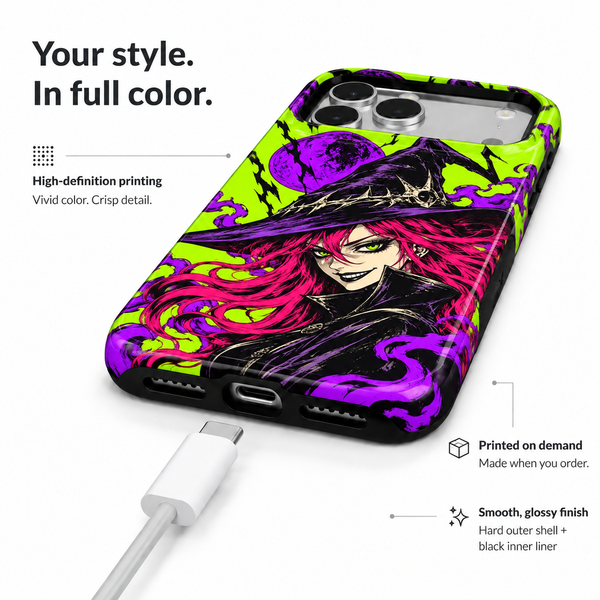 Neon Moon Witch Phone Case — view 1