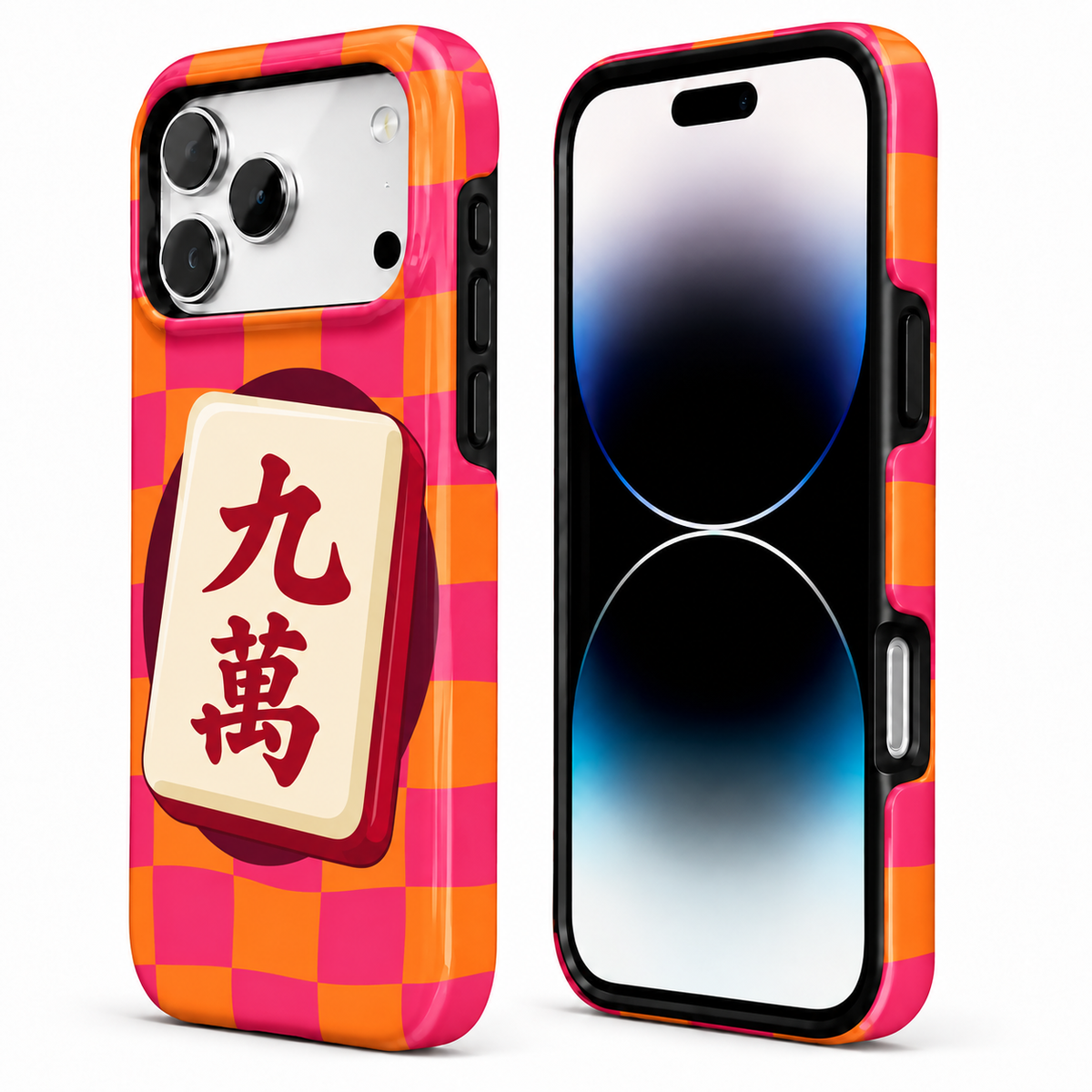 Nine Characters | Pink & Orange Mahjong Phone Case — view 2
