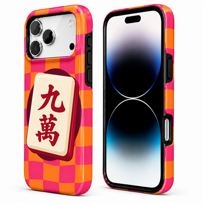 Nine Characters | Pink & Orange Mahjong Phone Case — view 2