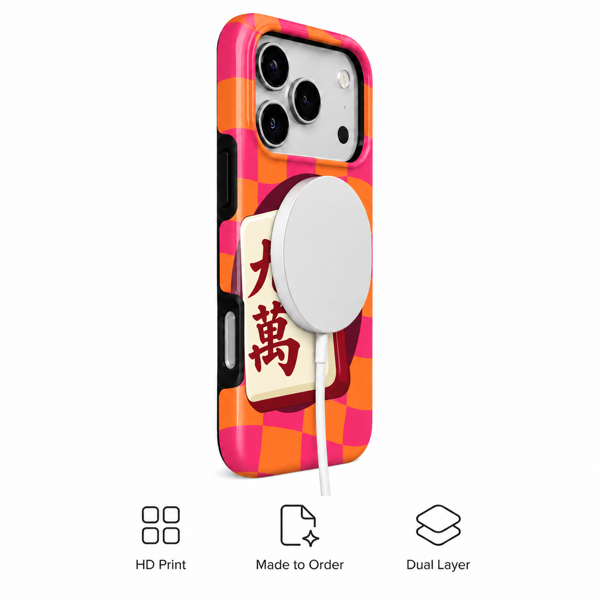 Nine Characters | Pink & Orange Mahjong Phone Case — view 3