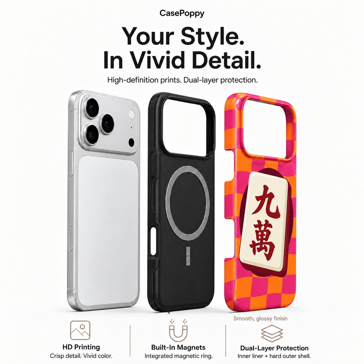 Nine Characters | Pink & Orange Mahjong Phone Case — view 4