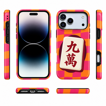 Nine Characters | Pink & Orange Mahjong Phone Case — view 5