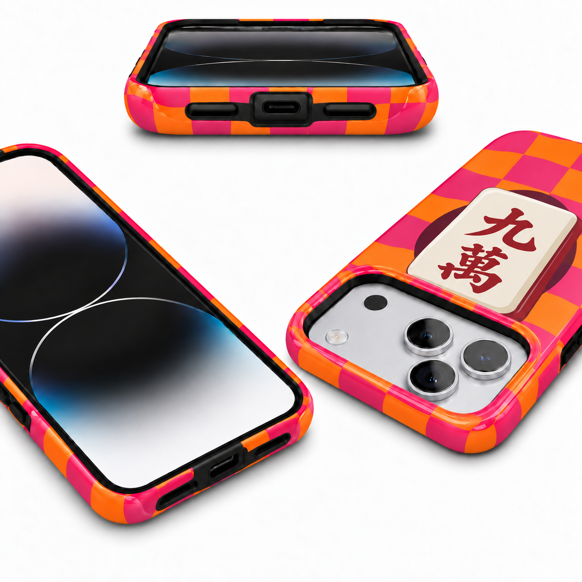 Nine Characters | Pink & Orange Mahjong Phone Case — view 9