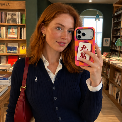 Nine Characters | Pink & Orange Mahjong Phone Case — view 13