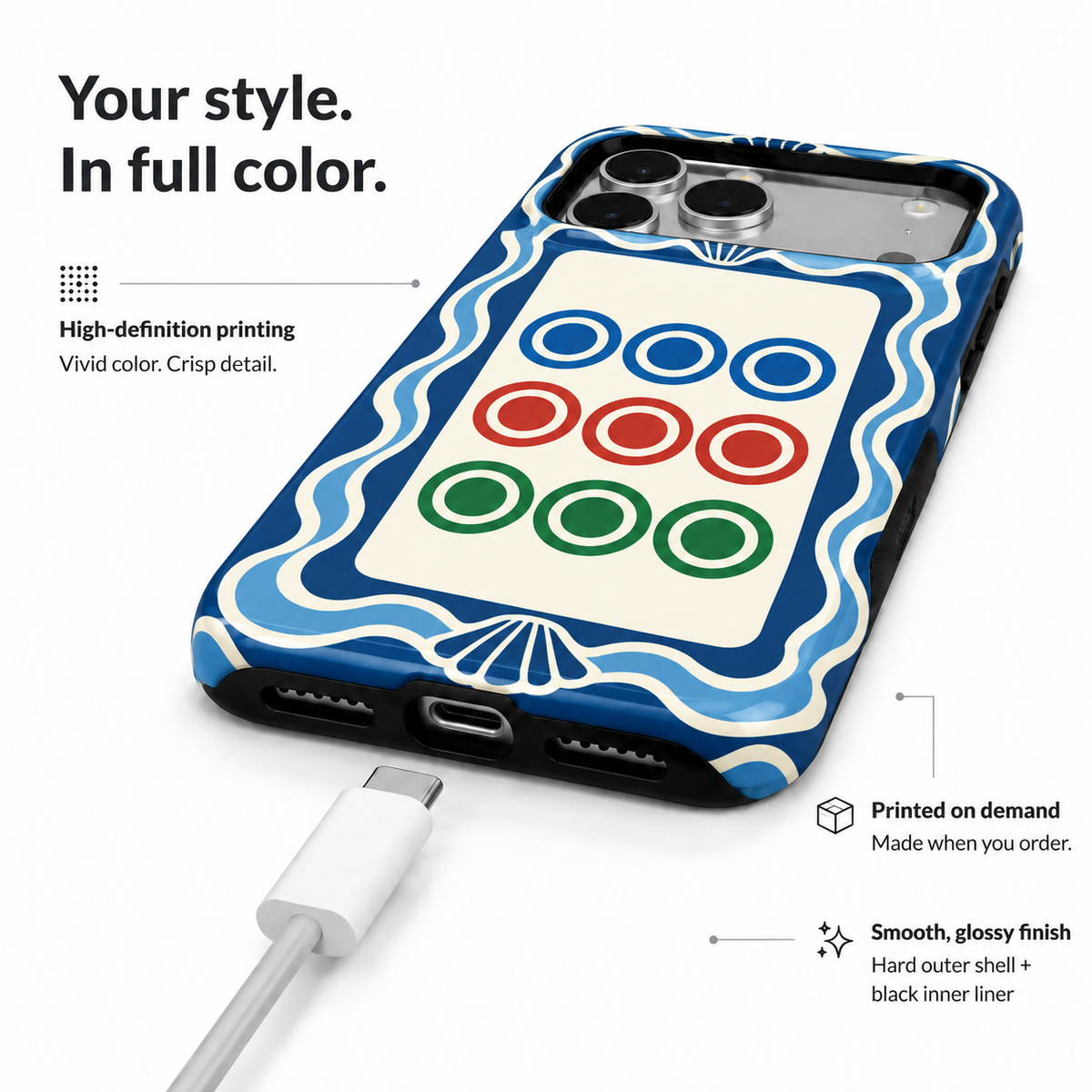 Nine Circles | Blue Mahjong Phone Case — view 6