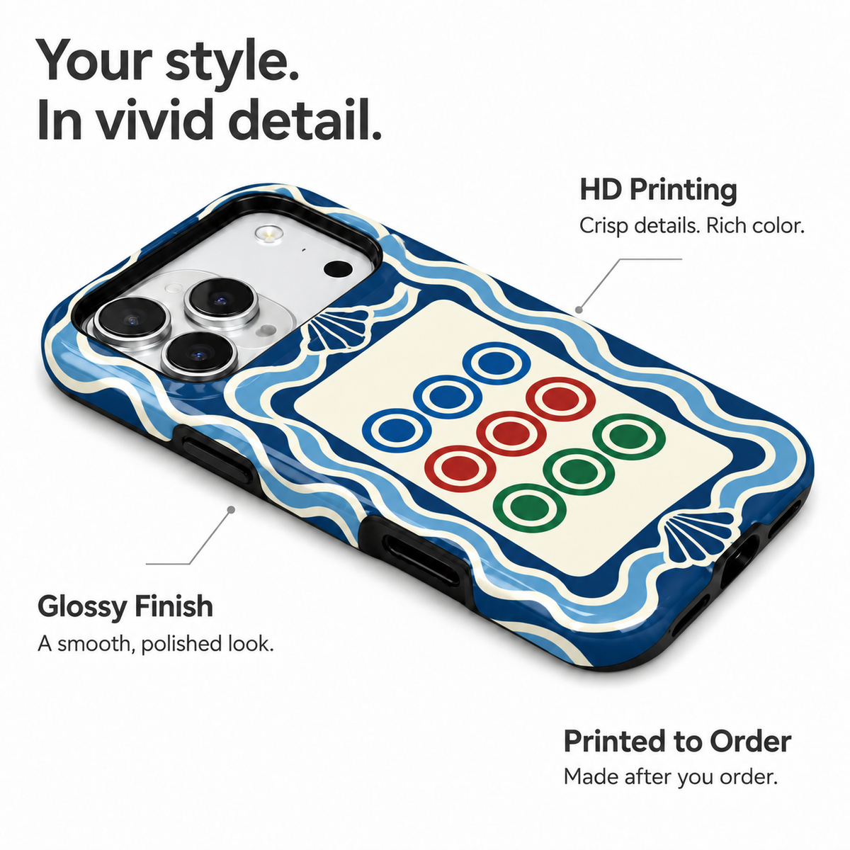 Nine Circles | Blue Mahjong Phone Case — view 7