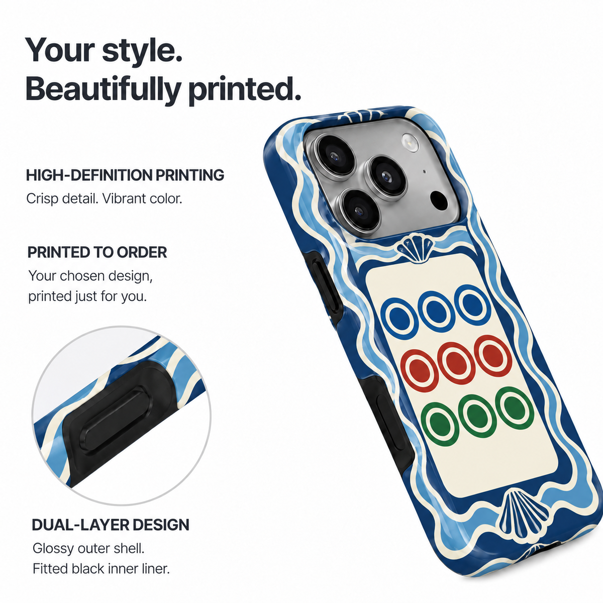 Nine Circles | Blue Mahjong Phone Case — view 8
