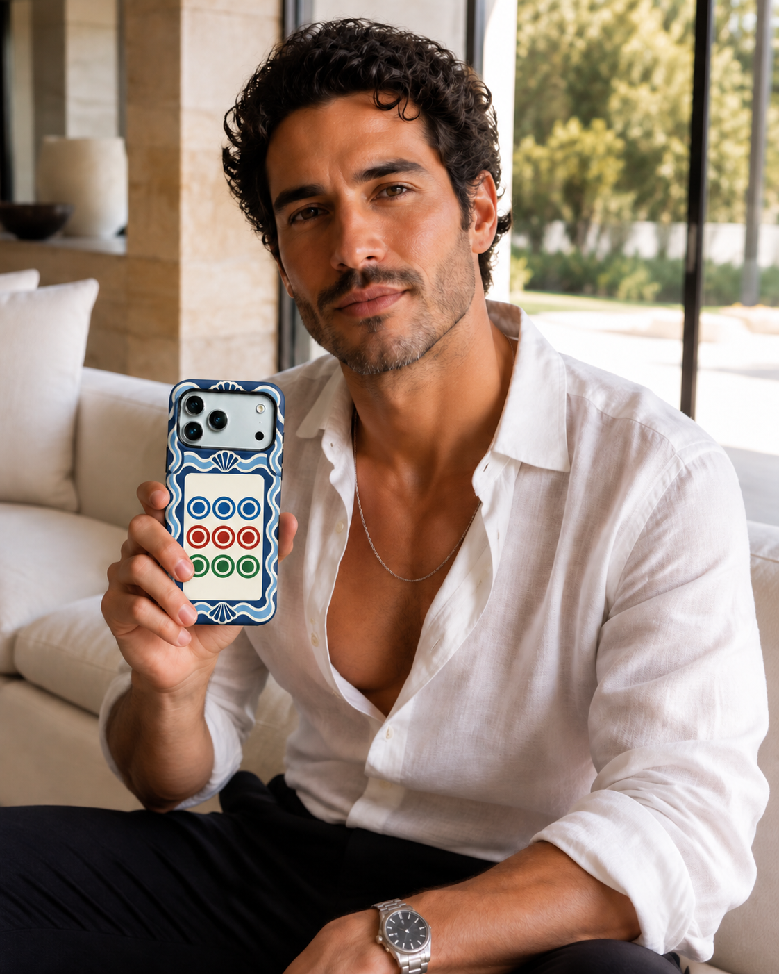 Nine Circles | Blue Mahjong Phone Case — view 13