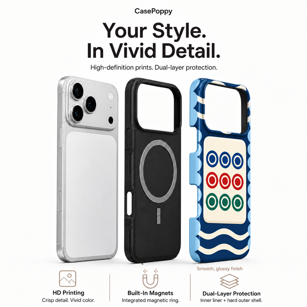 Ocean Nine | Navy Mahjong Phone Case — view 4