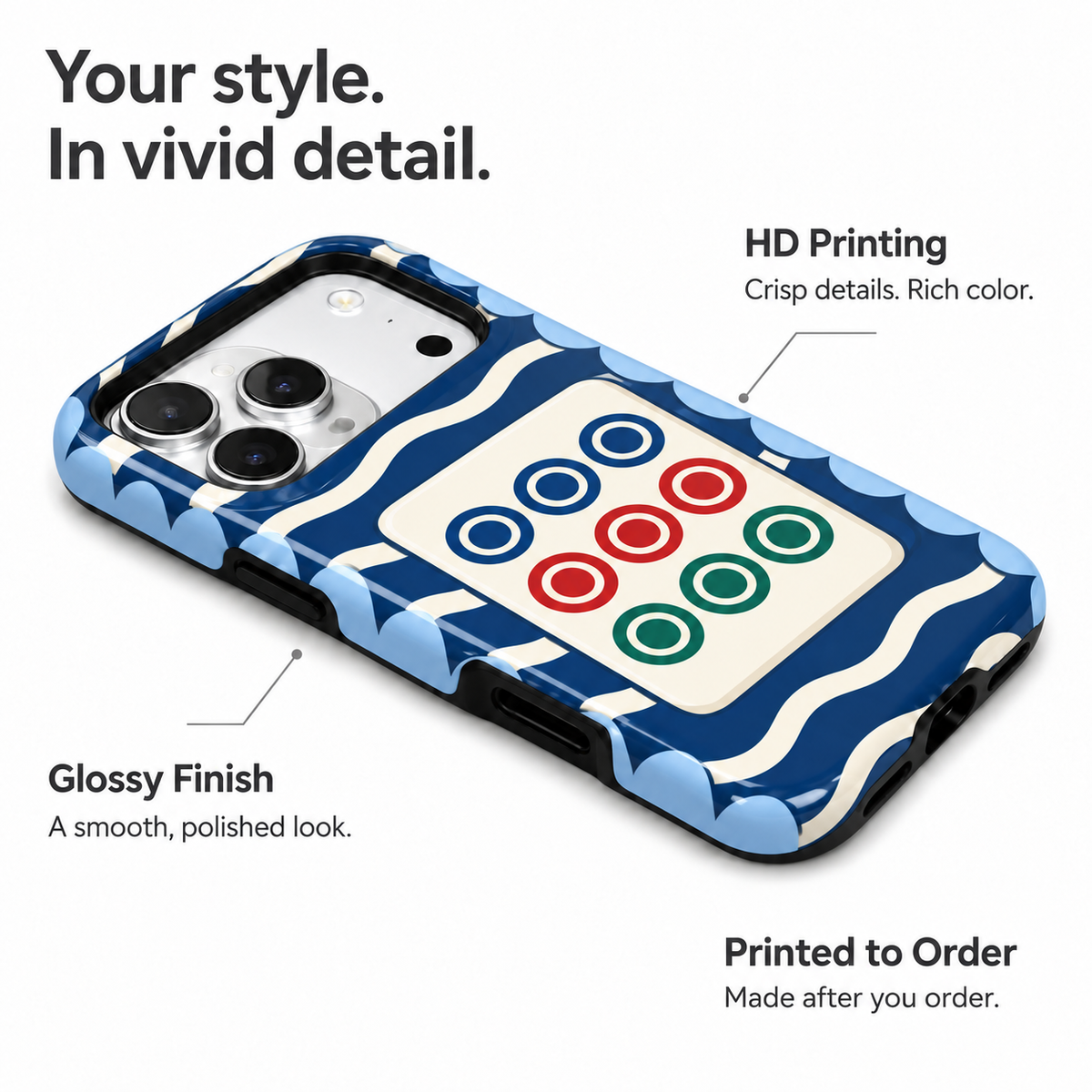 Ocean Nine | Navy Mahjong Phone Case — view 7