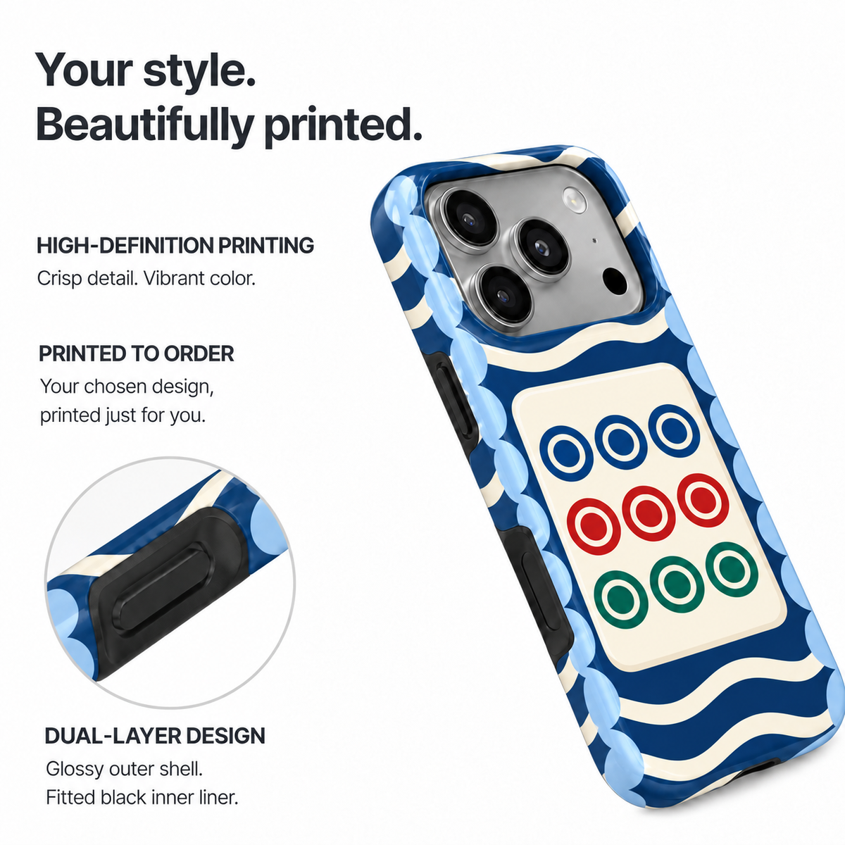 Ocean Nine | Navy Mahjong Phone Case — view 8